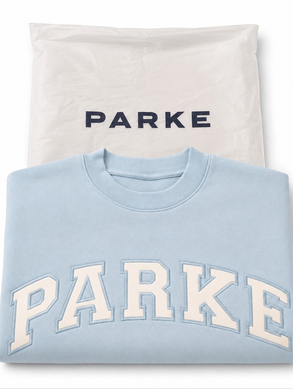 PARKE Powder Blue Varsity Mocknrck Fleece L/XL - Sold Out NWT🩵